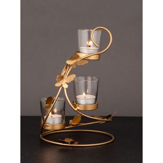 Handcrafted Golden Metal Tea Light Stand 