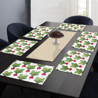 RatanCart Floral Printed Washable Table Placemat, Set of 6, 13"x19", Green (TPM0015)