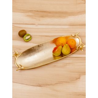 Gold Finish Handcrafted Metallic Oval Tray