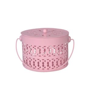 Pink Metal Round Box With Cover