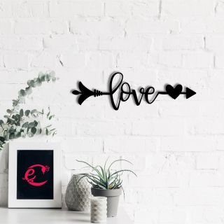 eCraftIndia "Love Arrow Through Heart" Valentine Theme Black Engineered Wood Wall Art Cutout, Ready to Hang Home Decor (WMDFCO189)