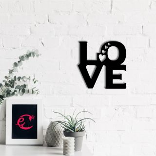 eCraftIndia "Love with 4 Hearts" Valentine Theme Black Engineered Wood Wall Art Cutout, Ready to Hang Home Decor (WMDFCO191)