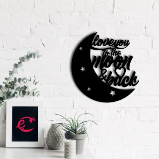 eCraftIndia "Love You To The Moon And Back" Black Engineered Wood Wall Art Cutout, Ready to Hang Home Decor (WMDFCO194)