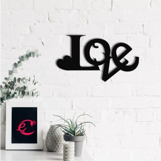 eCraftIndia "Love" Valentine Theme Black Engineered Wood Wall Art Cutout, Ready to Hang Home Decor (WMDFCO212)