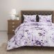Swayam 144 TC Pure Cotton White and Violet Floral Printed Double Bed Sheet With 2 Matching Pillow Covers