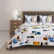 Swayam 144 TC Pure Cotton White and Blue Geometric Printed Bed Sheet With 2 Matching Pillow Covers