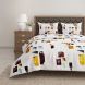 Swayam 144 TC Pure Cotton White and Yellow Geometric Printed Bed Sheet With 2 Matching Pillow Covers