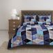 Swayam 144 TC Pure Cotton Navy Blue and Grey Geometric Printed Double Bed Sheet With 2 Matching Pillow Covers