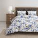Swayam 144 TC Pure Cotton White and Blue Floral Printed Bed Sheet With 2 Matching Pillow Covers