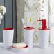 Obsessions Lisa Ceramic 4Pcs Bathroom Set_White and Red (8904133653619)