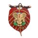 eCraftIndia Lord Ganesha in Green Dhoti on Red Leaf Wall Hanging (AGG512_RD)