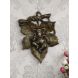 eCraftIndia Antique Finish Lord Ganesha on Creative Leaf Handcrafted Metal Wall Hanging (AGG513_AT)
