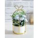 Blue and Green Arficial Plant with Flowers and Gold Plated Metel Stand(APL20177BL)