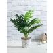 Green Artificial Cut Leaf Plant with White Printed Pot(APL20185)
