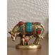 eCraftIndia Cow and Calf Handcrafted Brass Idol Figurine with Colorful Stone Work (BAC505)