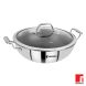 Bergner Hitech Prism Non-Stick Stainless Steel Kadai with Glass Lid, 20 cm, 1.5 litres. Induction Base, Silver