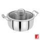 Bergner Hitech Prism Non-Stick Stainless Steel Casserole With Glass Lid, 20 cm, 3.1 Litres. Induction Base, Silver