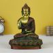 eCraftIndia Golden and Red Premium Meditating Blessing Big Buddha Brass Antique Artifact (BGB509)