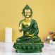 eCraftIndia Golden and Green Premium Meditating Blessing Big Buddha Brass Antique Artifact (BGB511)