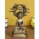 eCraftIndia Ethnic Carved Blessing Lord Buddha Meditating Under Tree Brass Antique Artifact (BGB514)