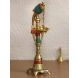 eCraftIndia Handcrafted Parrot Design Decorative Brass Showpiece Diya for 5 wicks with Colorful Stone Work (BGGDB126)