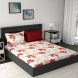 Maspar Modern Sanctuary Fiorella Red 210 TC Cotton King Bed Sheet with 2 Pillow Covers