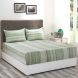 Maspar Patina Impression Rugged Stripes Green 210 TC Cotton Queen Bed Sheet with 2 Pillow Covers