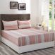 Maspar Patina Impression Rugged Stripes Peach 210 TC Cotton King Bed Sheet with 2 Pillow Covers