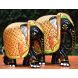 Wooden Handicraft  Decorative Wooden Elephant Trunk Down Carved Painted Black Gold (C-5512-5,6)
