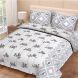 eCraftIndia 144 TC Pure Cotton Floral Print Double Bed Bedsheet (90 In x 108 In) with 2 pillow cover - Grey (HFDBD615_GREY)