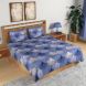 eCraftIndia 140 TC Glace Cotton Double Bed Blue Abstract Design Bedsheet (90 In x 100 In) with 2 pillow cover (HFDBD649)