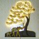 eCraftIndia Elephant Family Under Golden Leaves Tree Handcrafted Iron Wall Hanging with background LED's (IRTREE501)