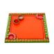 eCraftIndia Wooden Papier Mache Embossed Square Shape Pooja Thali (KPT514)