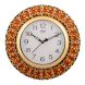eCraftIndia Wooden Papier Mache Embossed Red Crystal Handcrafted Wall Clock (KWC557)