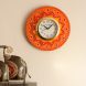 eCraftIndia Crystal Studded Floral Shape Wooden Handcrafted Wall Clock (KWC580)