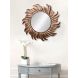 eCraftIndia Golden and Brown Decorative Metal Handcarved Wall Mirror (MIIWCACF_2405_M)