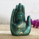 eCraftIndia Teak and Golden Handcrafted Palm Buddha (MSGB527_TEAK)