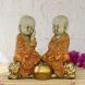 eCraftIndia Set of 2 Orange Monks Polyresin Tealight Holder (MSGB587_OR)