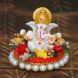 eCraftIndia Lord Ganesha Idol on Decorative Handcrafted Plate for Home and Car (MSGG579)