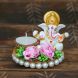 eCraftIndia Lord Ganesha Idol on Decorative Plate with Tea Light Holder (MSGG584)
