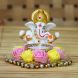 eCraftIndia Lord Ganesha Idol on Decorative Plate with Tea Light Holder (MSGG589)