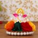 eCraftIndia Lord Ganesha Idol on Decorative Handcrafted Plate with Colorful Flowers (MSGG596)