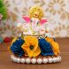 eCraftIndia Lord Ganesha Idol on Decorative Handcrafted Plate with Yellow and Blue Flowers (MSGG598)