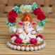 eCraftIndia Lord Ganesha Idol on Decorative Handcrafted Plate with Throne of Colorful Flowers (MSGG613)