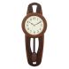 eCraftIndia Brown Round Plastic Pendulum Wall Clock (PCCW757_GOLDEN_BROWN)