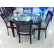 Curve – New Look dining table with glass top 4' x 3' & Qty 4 chairs