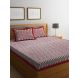 Hand Screen Red and Purple Floral Print Double Size Bed sheet with Two Pillow Covers(RD-100)