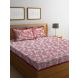 Hand Screen Leaf Design White and Red Double Size Bed sheet with Two Pillow Covers(RD-101)