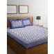Screen Block Paisley White and Blue Double Bed sheet with Two Pillow Covers(RD-103)
