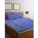 Screen Print Floral Blue Double Bed sheet with Two Pillow Covers(RD-107)